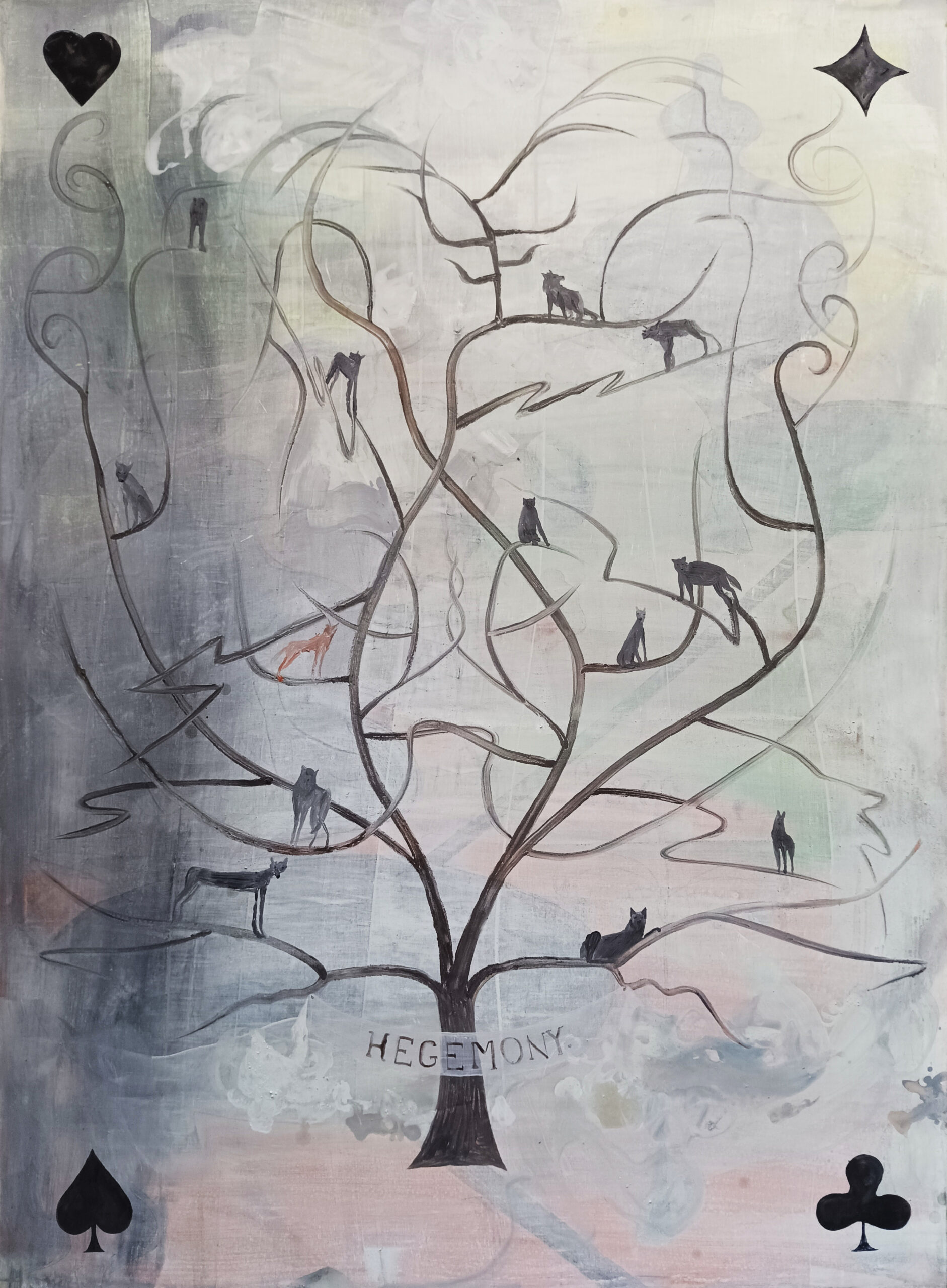 Aleš Zapletal, Hegemony, 2022, 110 x 150 cm, tempera na plátně, 75000 Kč