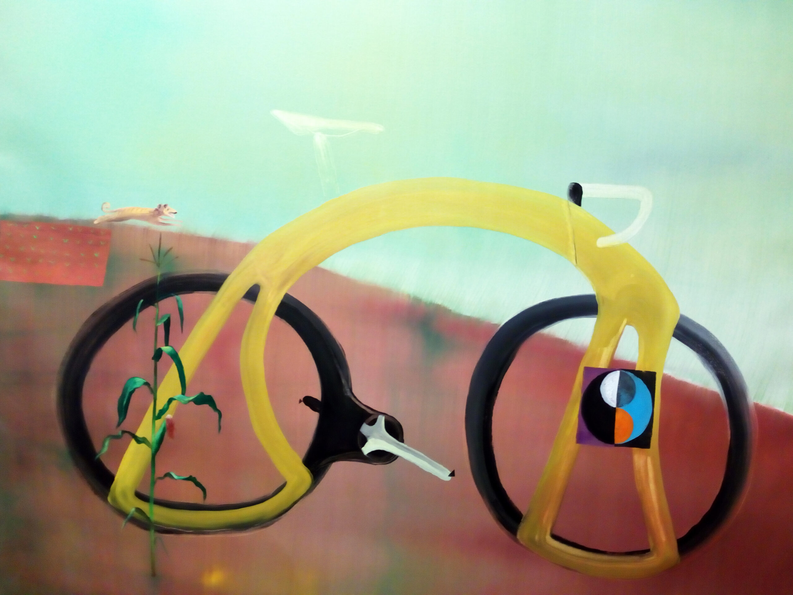 Muzeum zítřejšího počasí – 4, Vyhynulé druhy, 2018, olej na plátně, 140 x 160 cm, 85000 Kč
